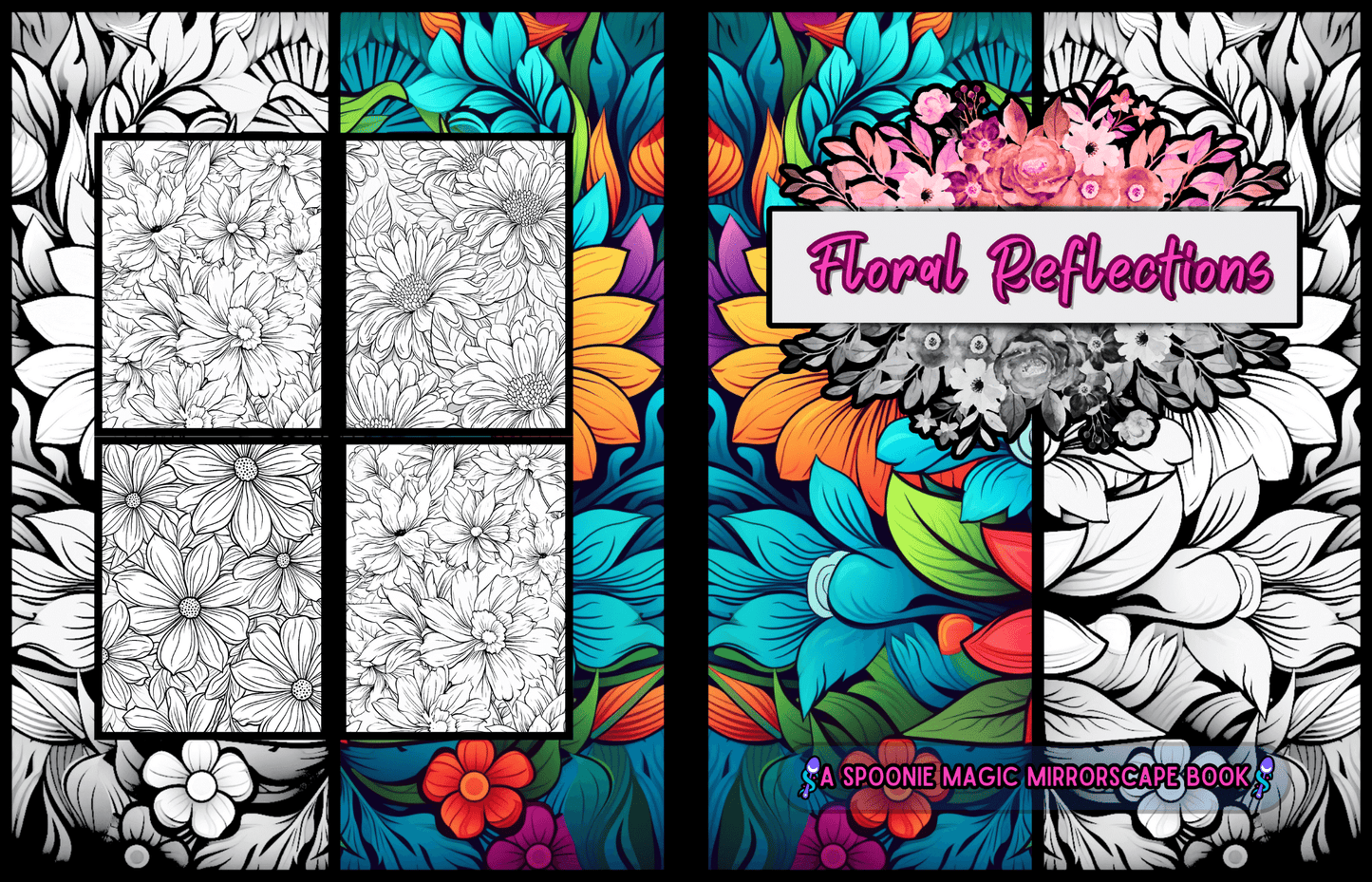 Floral Reflections Premium Mirrorscape Coloring Book
