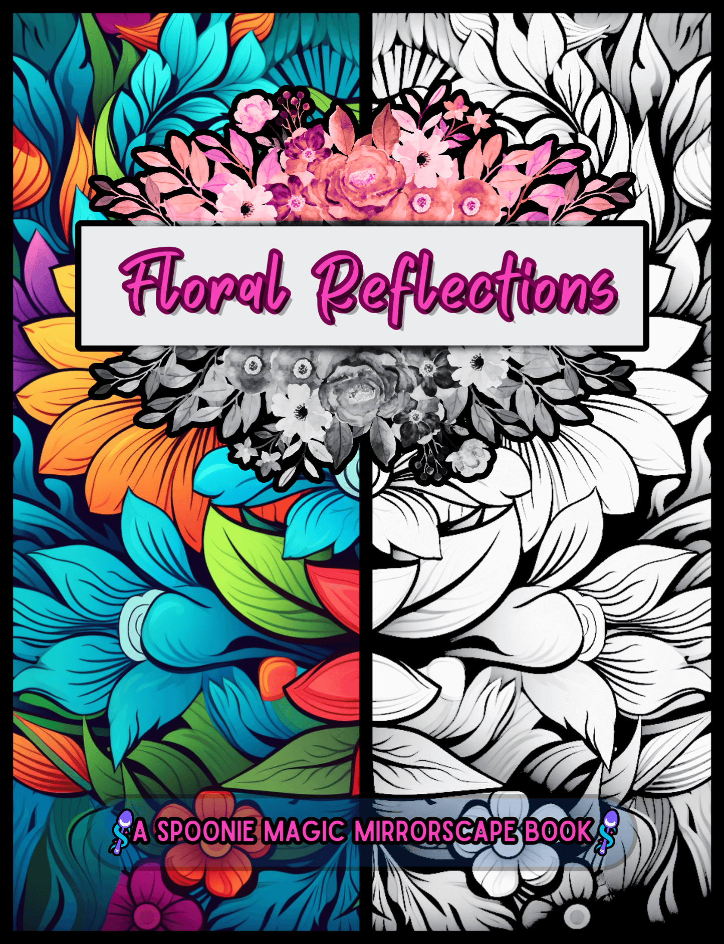 Floral Reflections Premium Mirrorscape Coloring Book