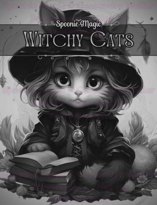 Preview of Interior Witchy Cats Coloring Book