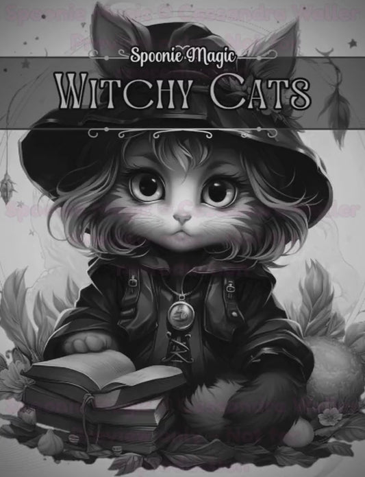 Preview of Interior Witchy Cats Coloring Book