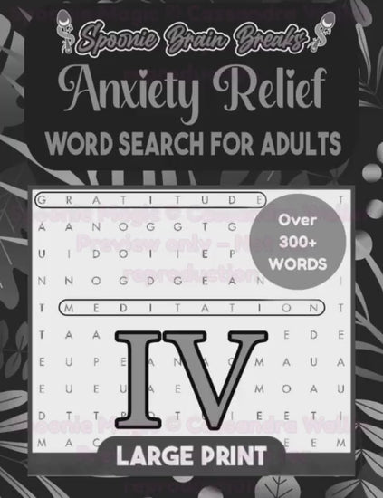 Interior preview of Volume 4 showing large-print word search puzzles, clear layout, and the full solutions section.