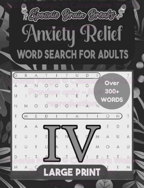Interior preview of Volume 4 showing large-print word search puzzles, clear layout, and the full solutions section.