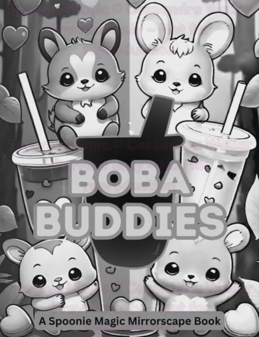 Preview of Interior Boba Buddies Mirrorscape Coloring Book
