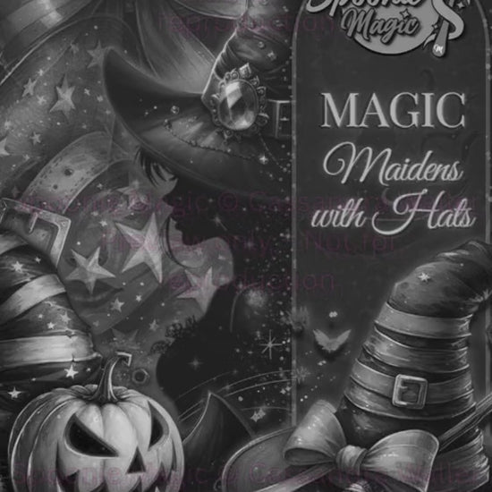 Preview of Interior Magic Maidens With Hats Coloring Book