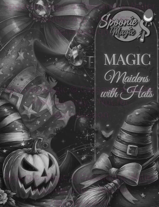 Preview of Interior Magic Maidens With Hats Coloring Book